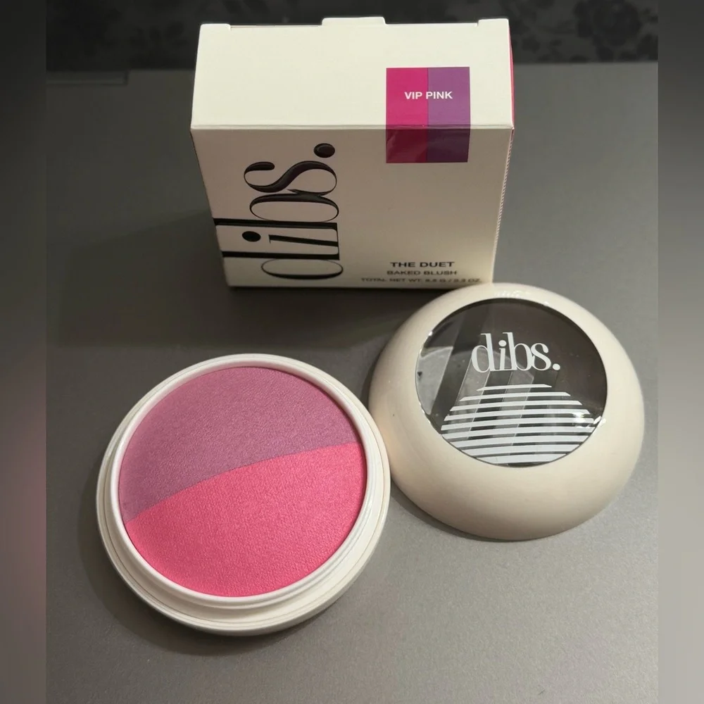 NIB Dibs Beauty Duet Baked Blush Duo in Shade VIP Pink